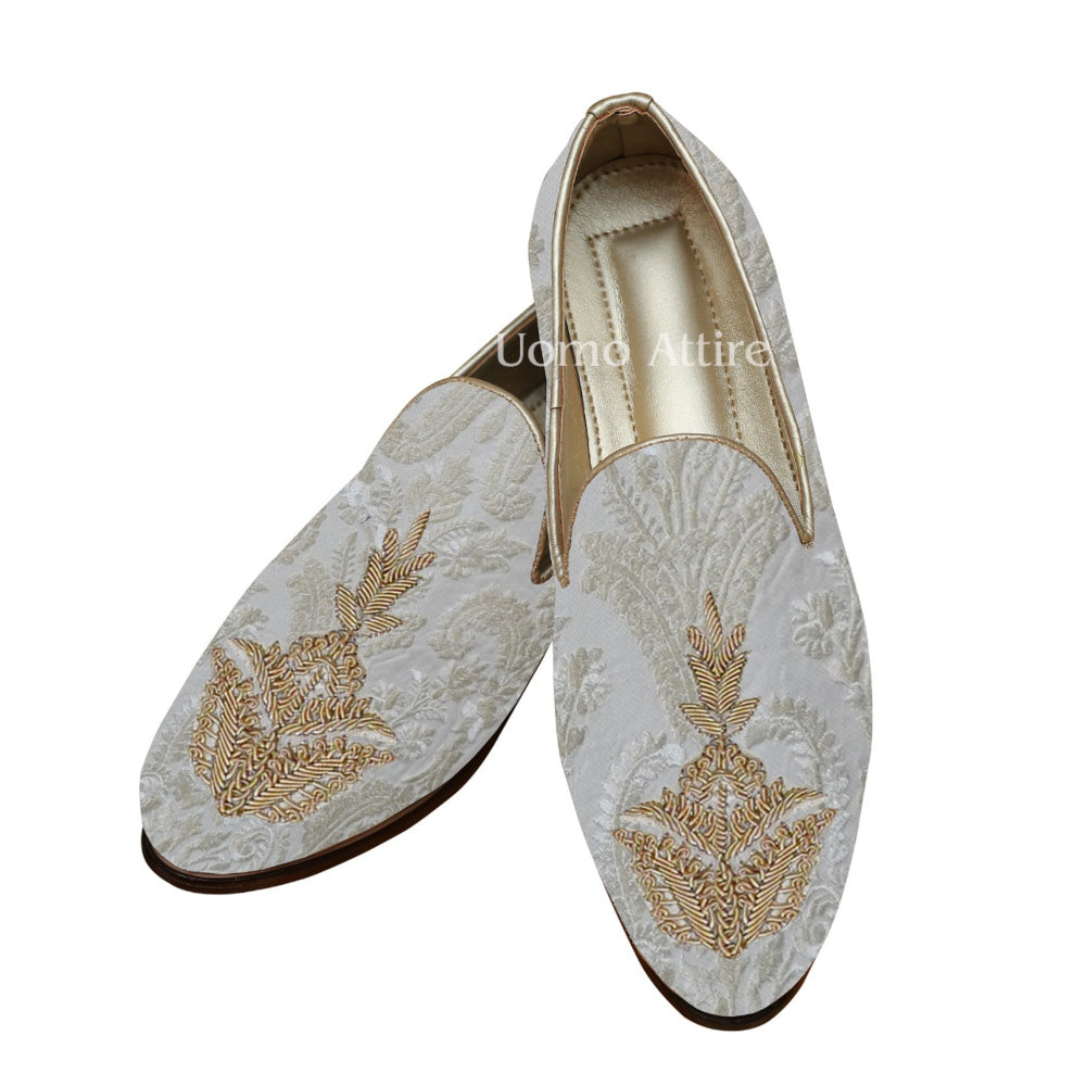White Shoes for Groom matching with White Sherwani for Men