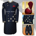 Lussuoso pacchetto completo sherwani nero personalizzato 