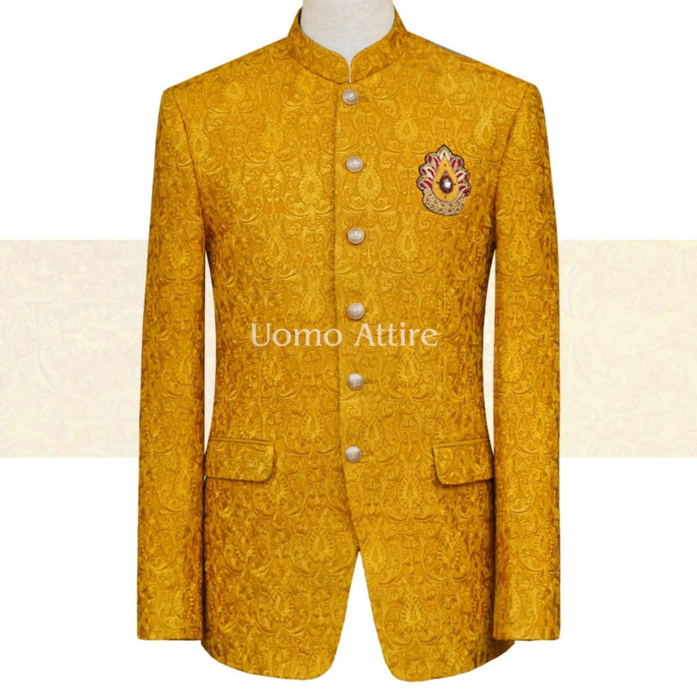 Full embroidered slim fit Prince coat with beautiful embellished motif | Prince Coat