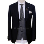 Black contrast three piece suit for wedding