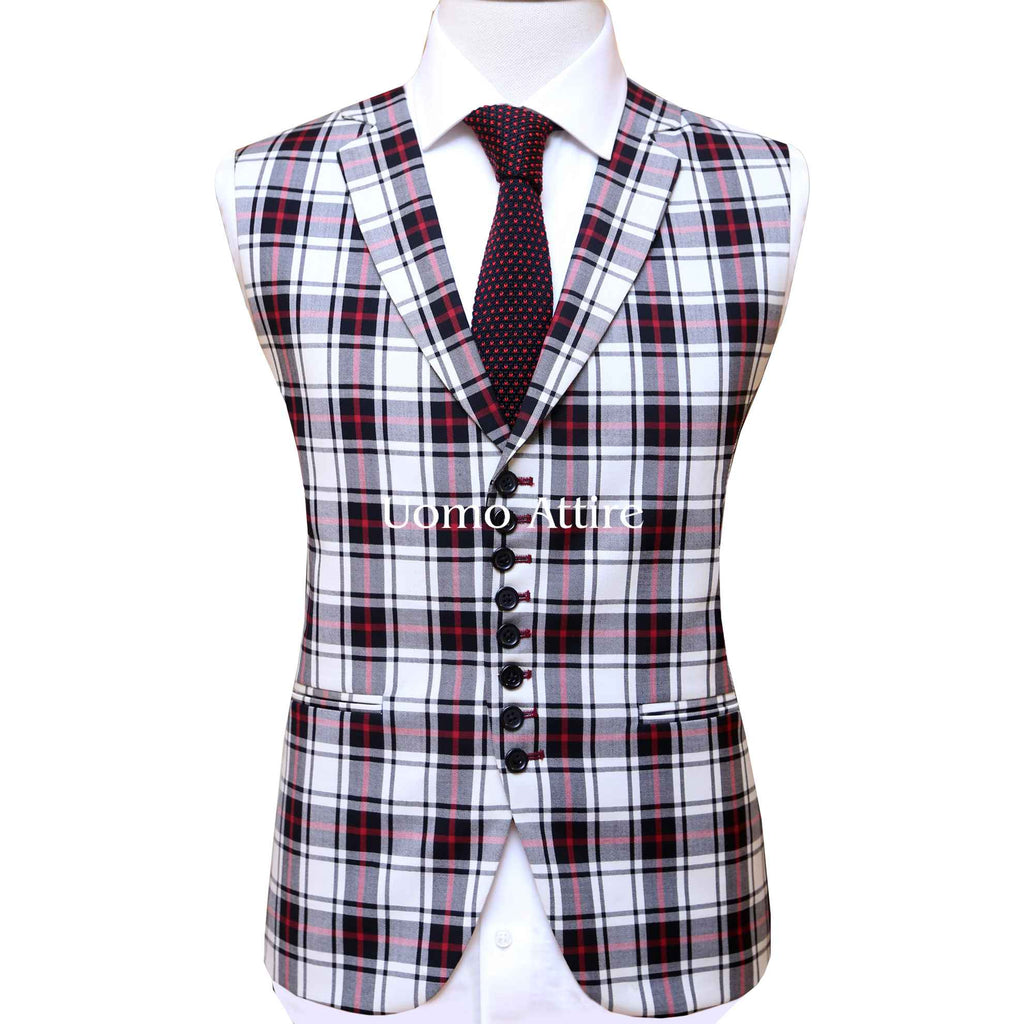 Black notched lapel bespoke 3 piece suit waistcoat