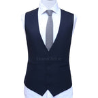 Black self textured italian 3 piece suit waistcoat