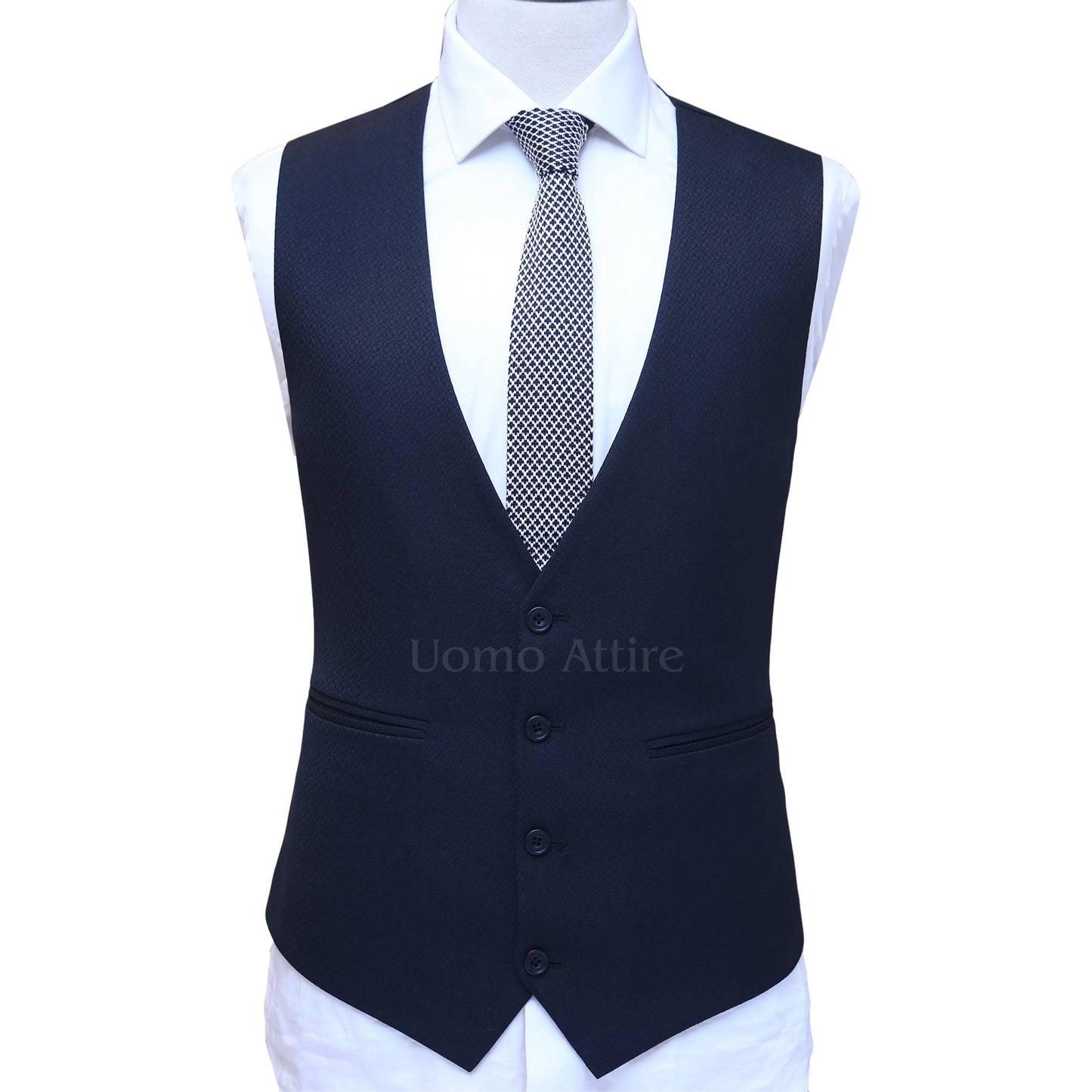
                  
                    Black self textured italian 3 piece suit waistcoat
                  
                
