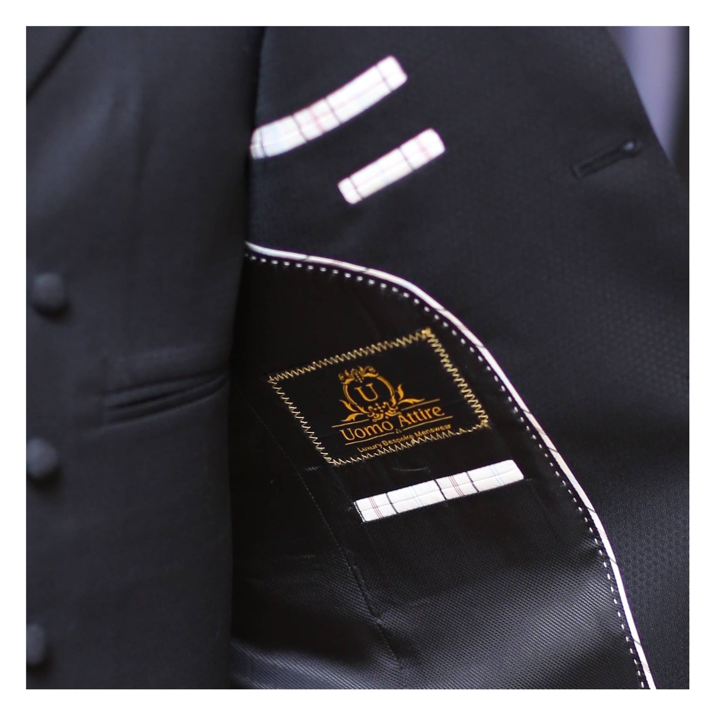 
                  
                    Black self textured three piece suit 100% woolen inside fashion
                  
                