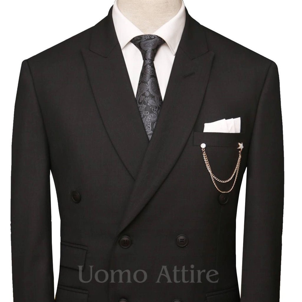 Charcoal grey double breasted 2 piece suit, double breasted suit