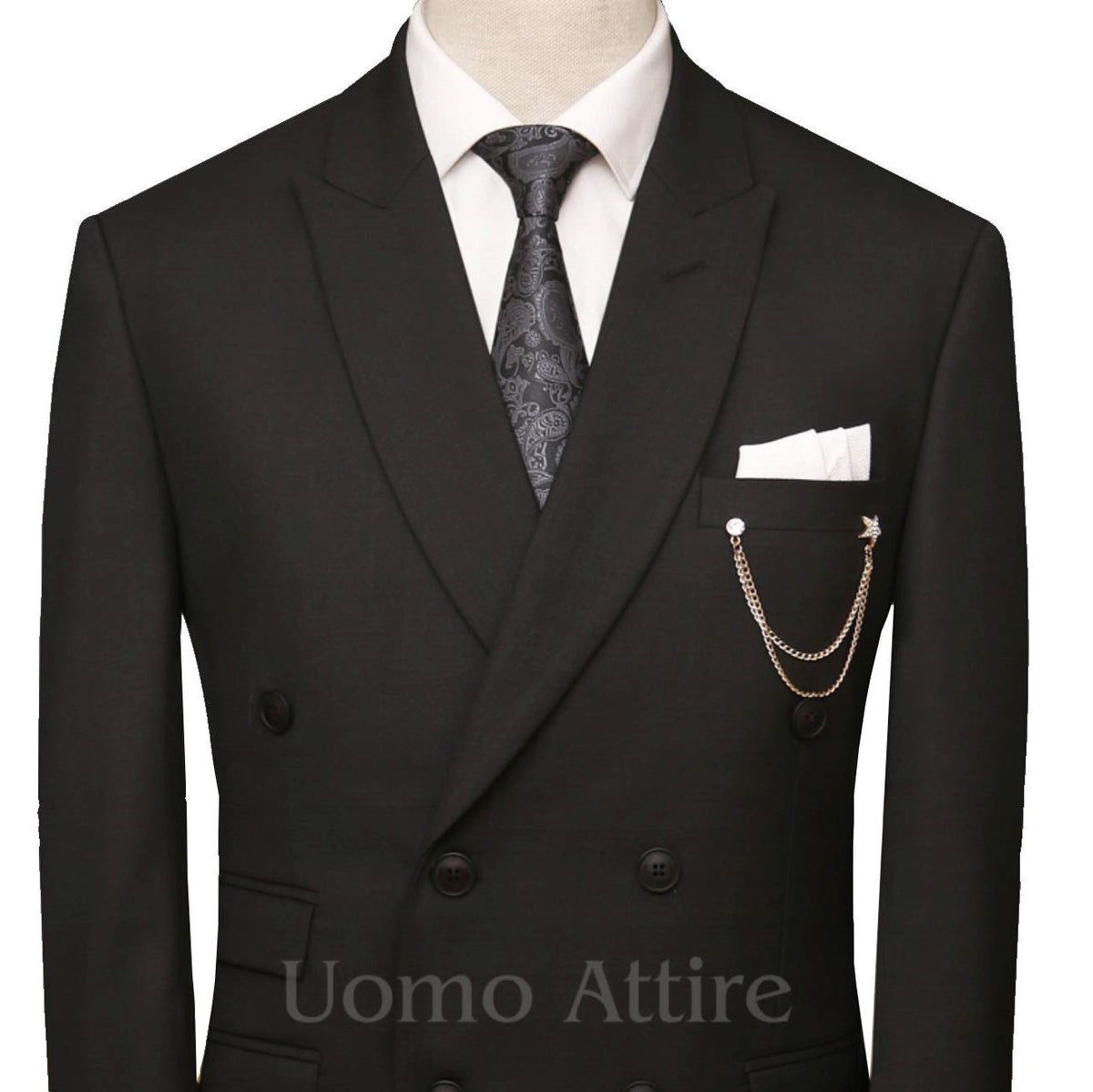 Charcoal grey double breasted 2 piece suit, double breasted suit