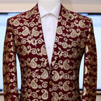 Colorful double button wedding 2 piece suit with notch lapel