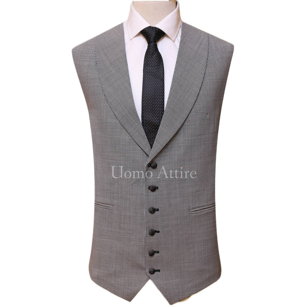 Contrast checkered windowpane three piece suit vest