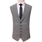 Contrast checkered windowpane three piece suit vest