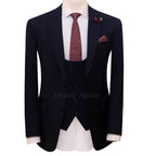 Custom-made navy blue italian 3 piece suit