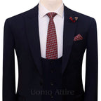 Custom-made navy blue italian 3 piece suit