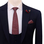 Custom-made navy blue italian 3 piece suit