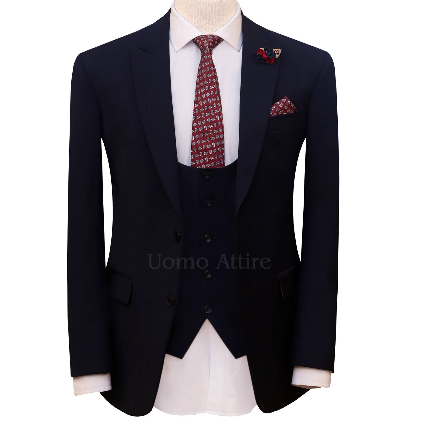 
                  
                    Custom-made navy blue italian 3 piece suit
                  
                