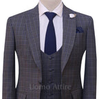 Custom-made windowpane check 3 piece suit for men
