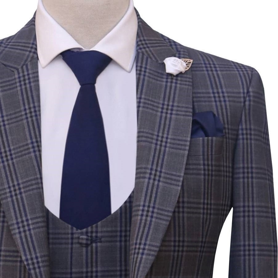 Custom-made windowpane check 3 piece suit for men