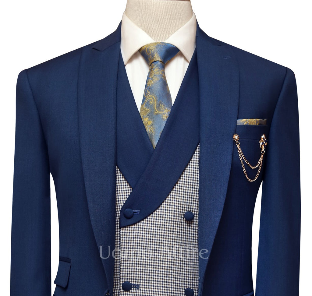 Custom-made woolen fabric three piece suit