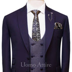 Tailor-made royal plum tropical three piece suit