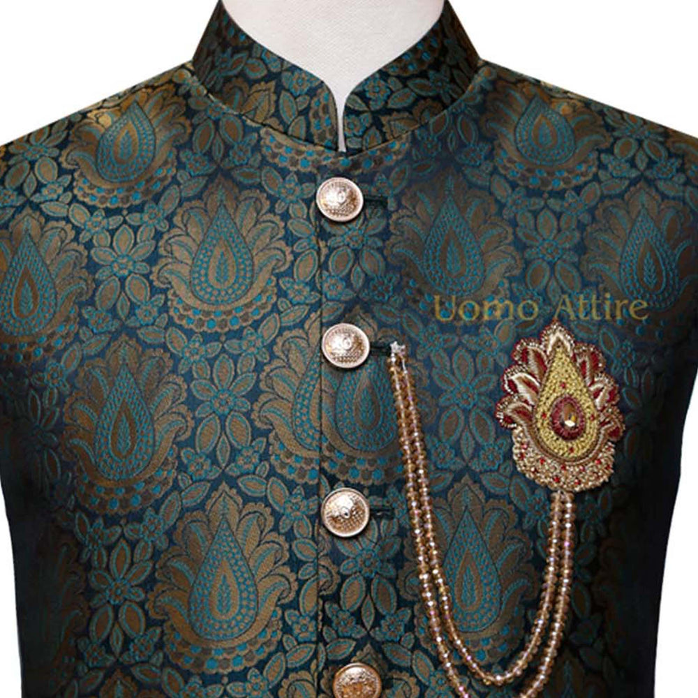 
                  
                    Customized embellished waistcoat for mehndi, jamawar waitcoat for mehndi 1
                  
                