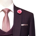 Windowpane Glen Check Burgundy Wedding Suits For Men | Burgundy Color Suit