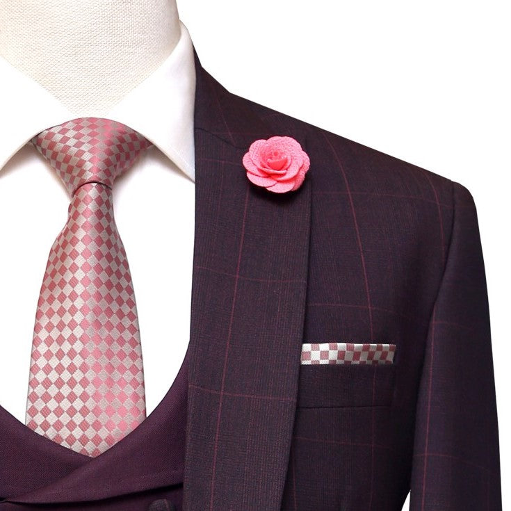 
                  
                    Windowpane Glen Check Burgundy Wedding Suits For Men | Burgundy Color Suit
                  
                