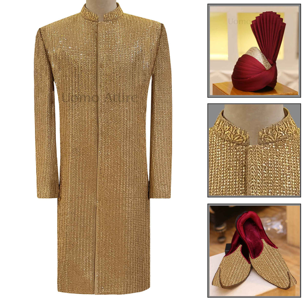 Groom wear golden sherwani package, sherwani for groom