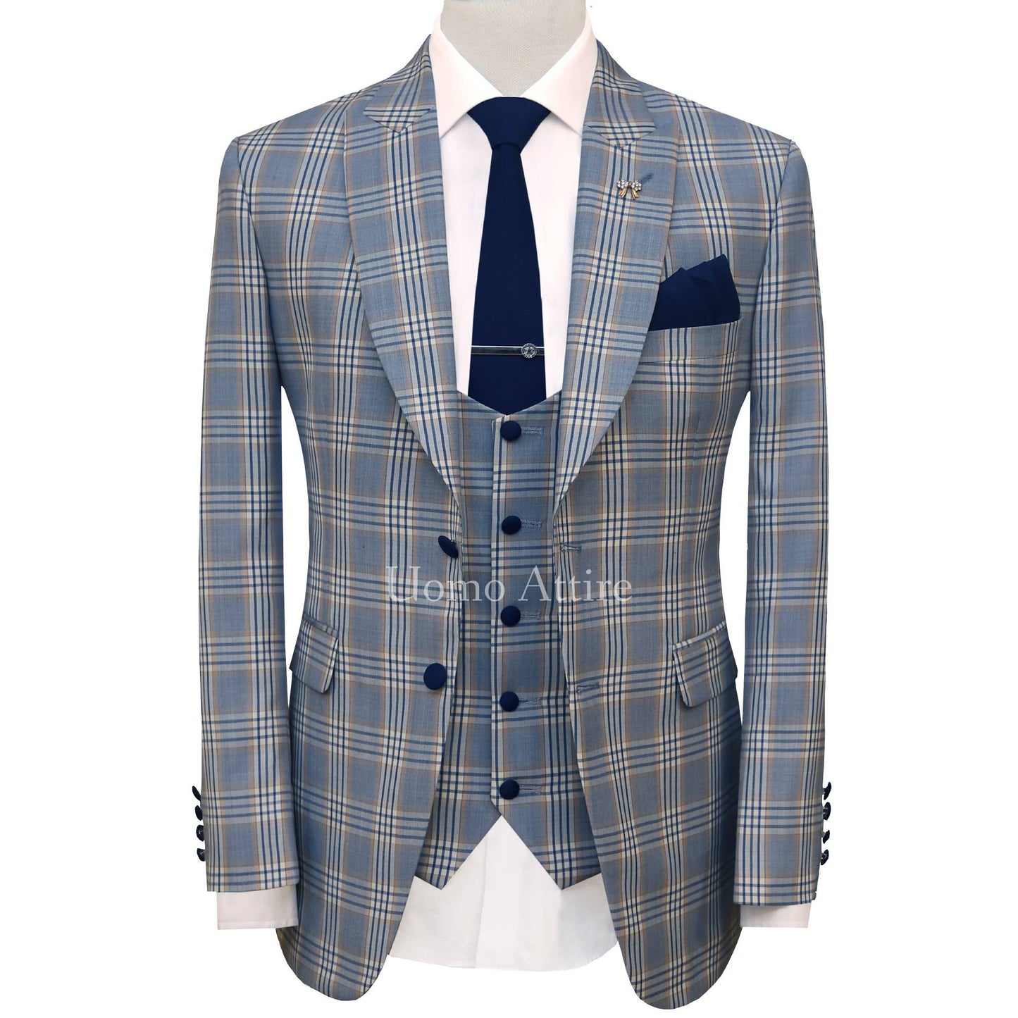 Men's Jacquard Gray 3 Piece Suit | Tailored Italian Suits