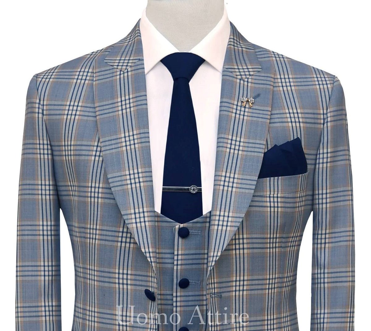 Check three piece suit | Check 3-piece suit for men