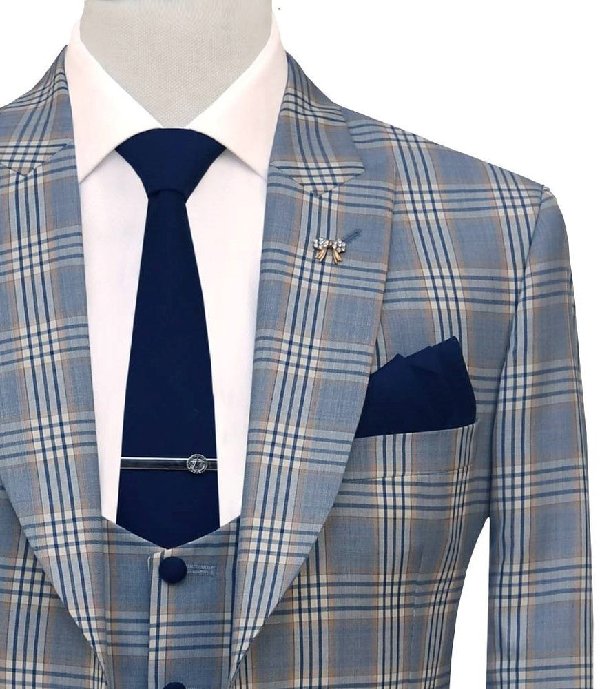 Check three piece suit | Check 3-piece suit for men