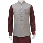 Light gray awami waistcoat for formal occasions