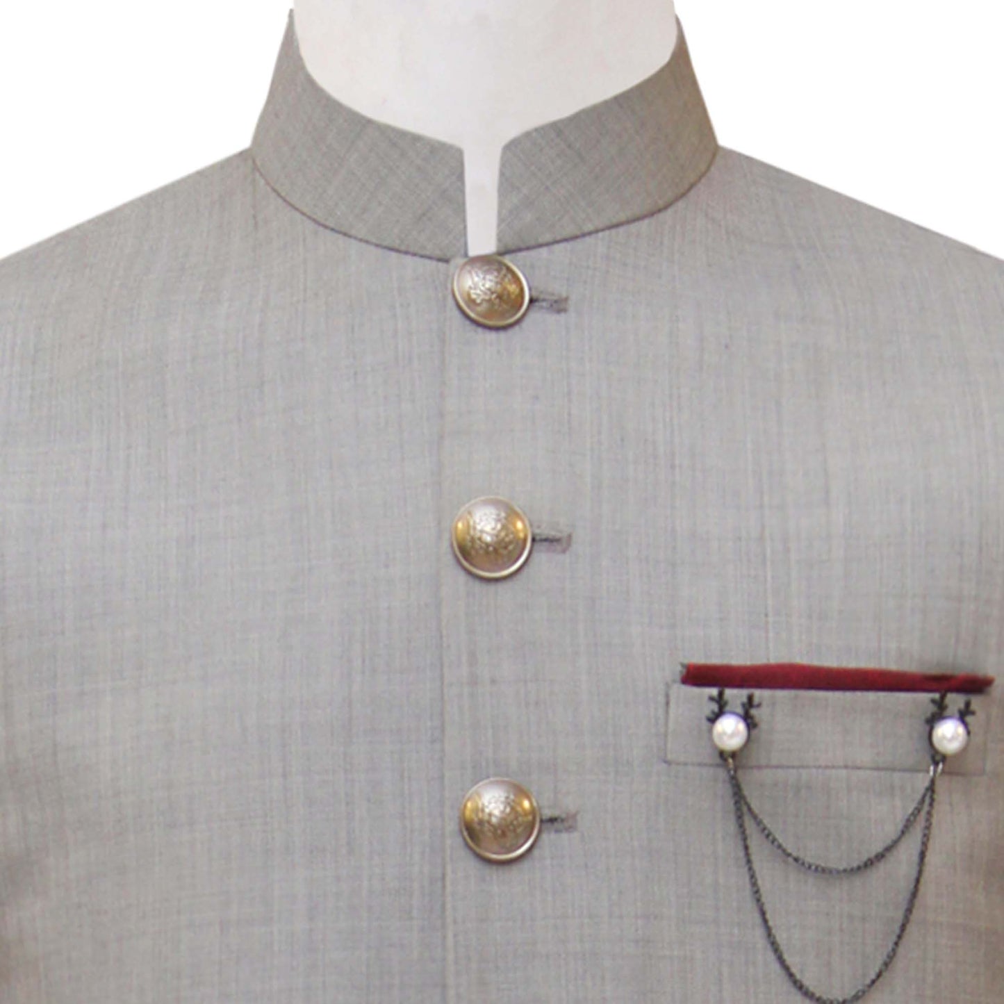 
                  
                    Light gray awami waistcoat for formal occasions
                  
                