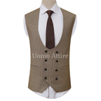 Lightweight Woolen Grey 3-Piece Suit with Mini Checkered Vest