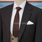 Lightweight Woolen Grey 3-Piece Suit with Mini Checkered Vest