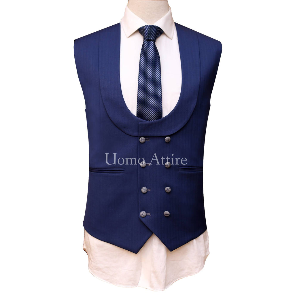 Tre pezzi per uomo con gilet blu navy