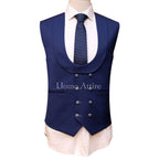 Tre pezzi per uomo con gilet blu navy