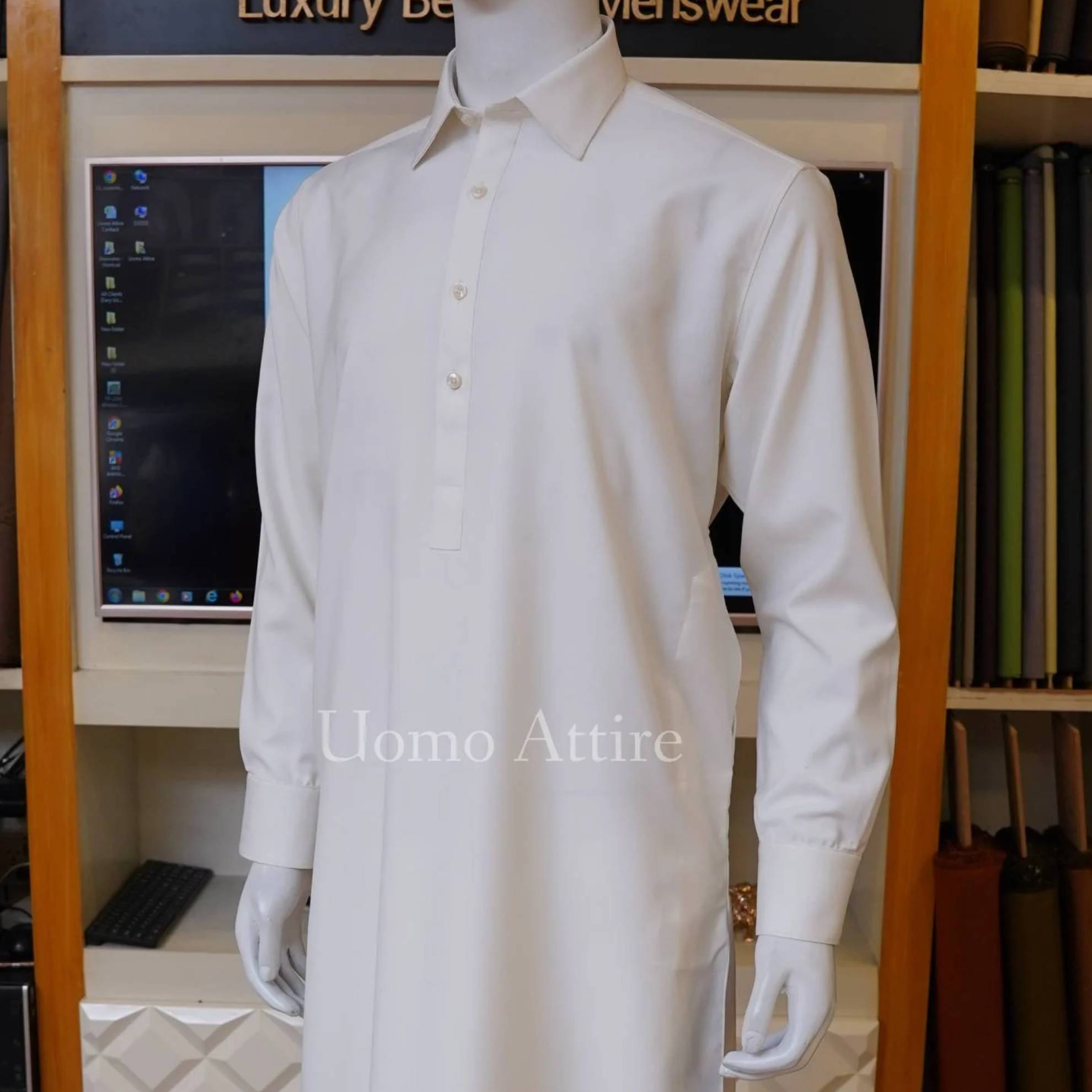 Clossy London Easy Care Shalwar Kameez, tinta unita, nero