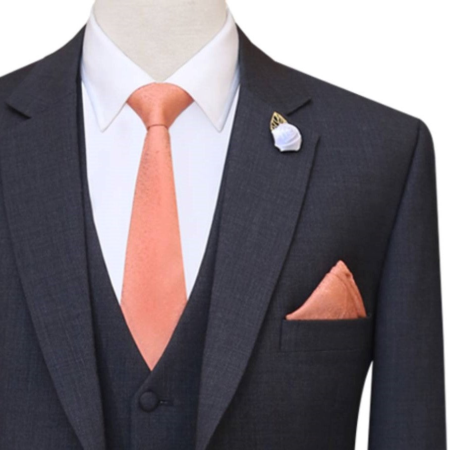 Pin dot charcoal grey customized three piece suit