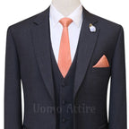 Pin dot charcoal grey customized three piece suit