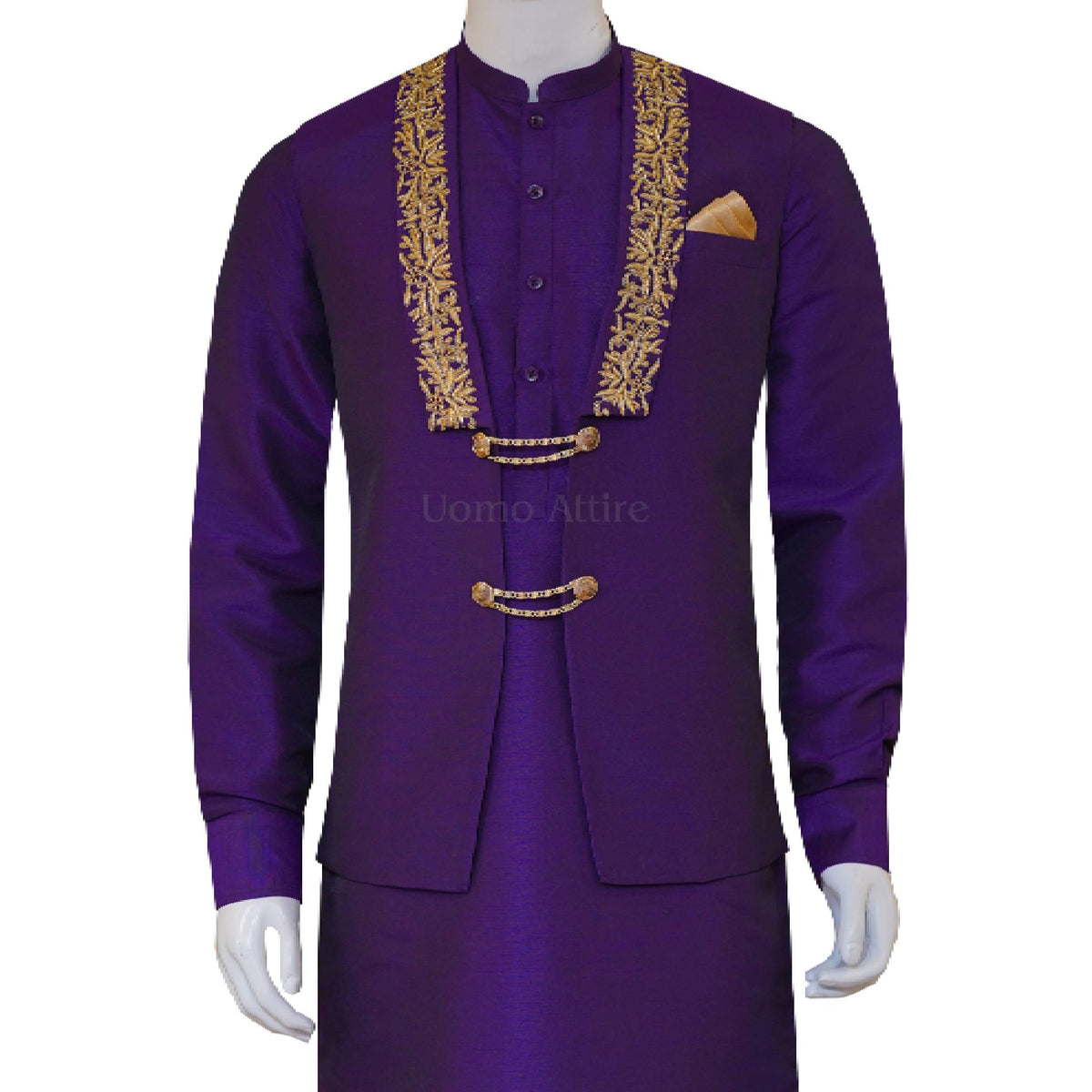 Plum color waistcoat with same kurta pajama | Waistcoat