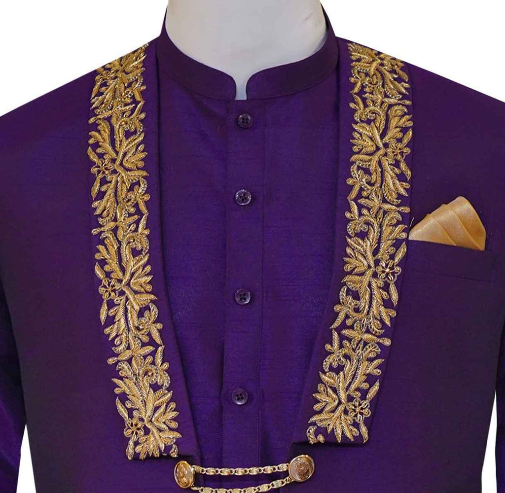 Plum color waistcoat with same kurta pajama | Waistcoat