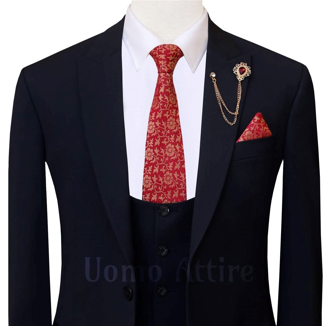 Pure tropical four season Italian midnight blue three piece suit