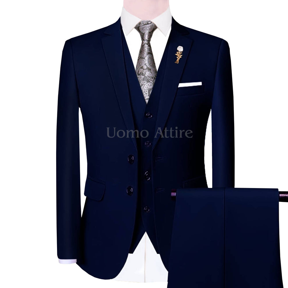 Tailor-made midnight blue three piece suit – Uomo Attire