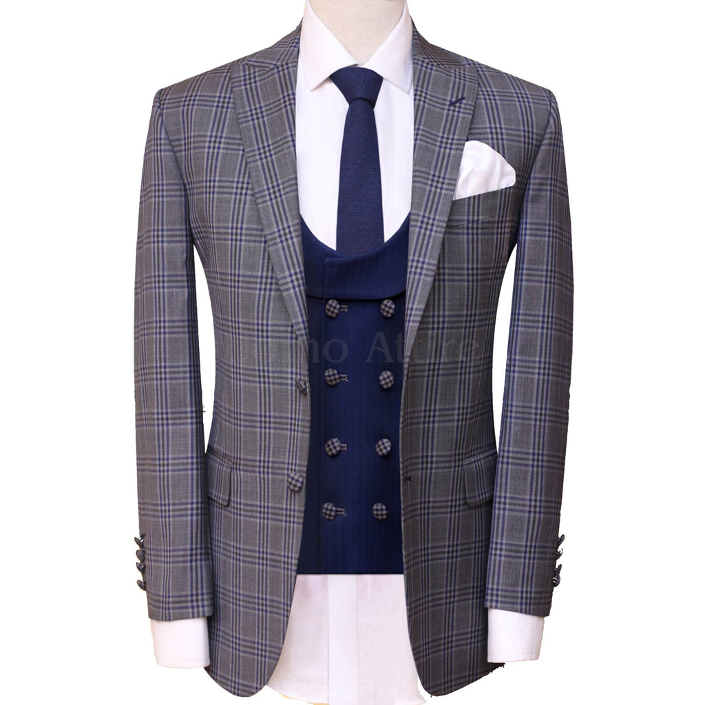 Tre pezzi per uomo con gilet blu navy