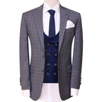Tre pezzi per uomo con gilet blu navy