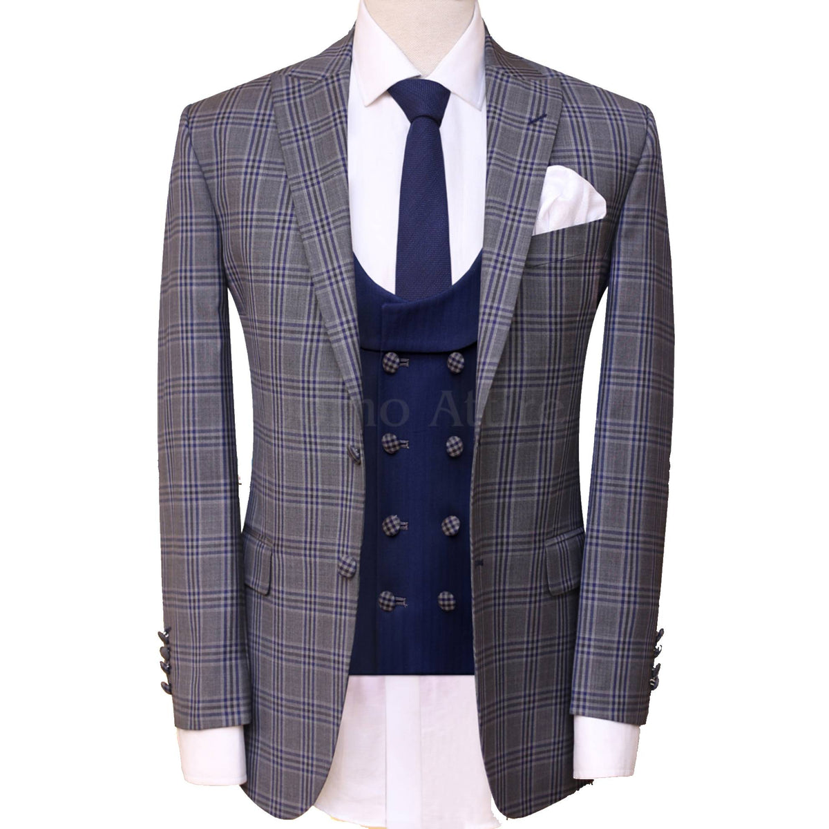 Tre pezzi per uomo con gilet blu navy
