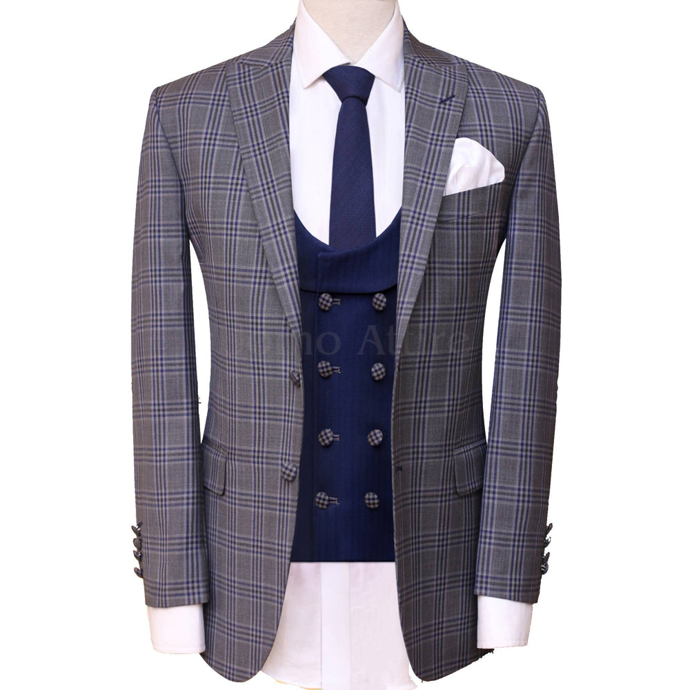 
                  
                    Three piece for men with navy blue waistcoat
                  
                