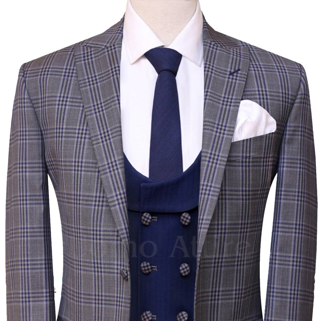 Tre pezzi per uomo con gilet blu navy
