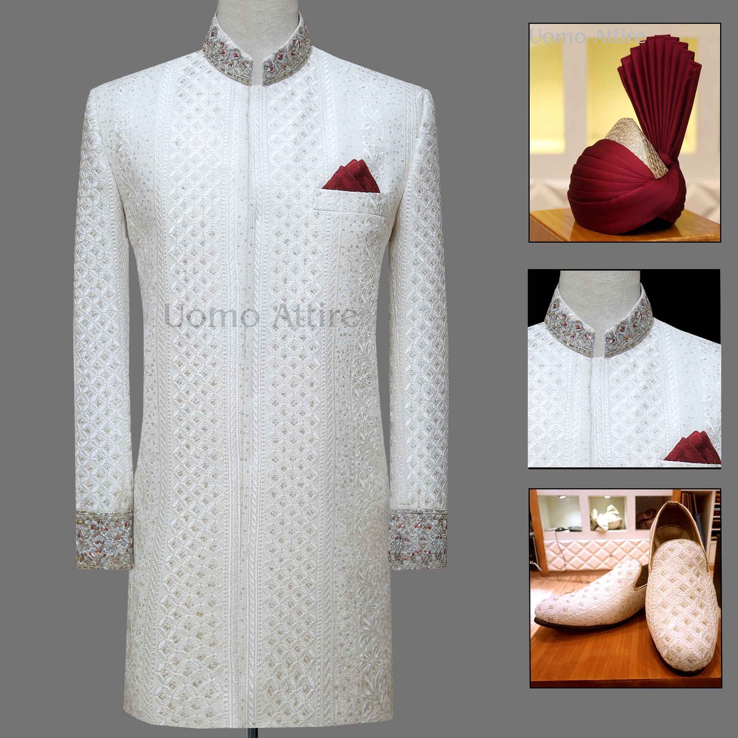 White sherwani for men wedding