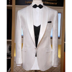 White tuxedo 3 piece suit for wedding withh double breasted 