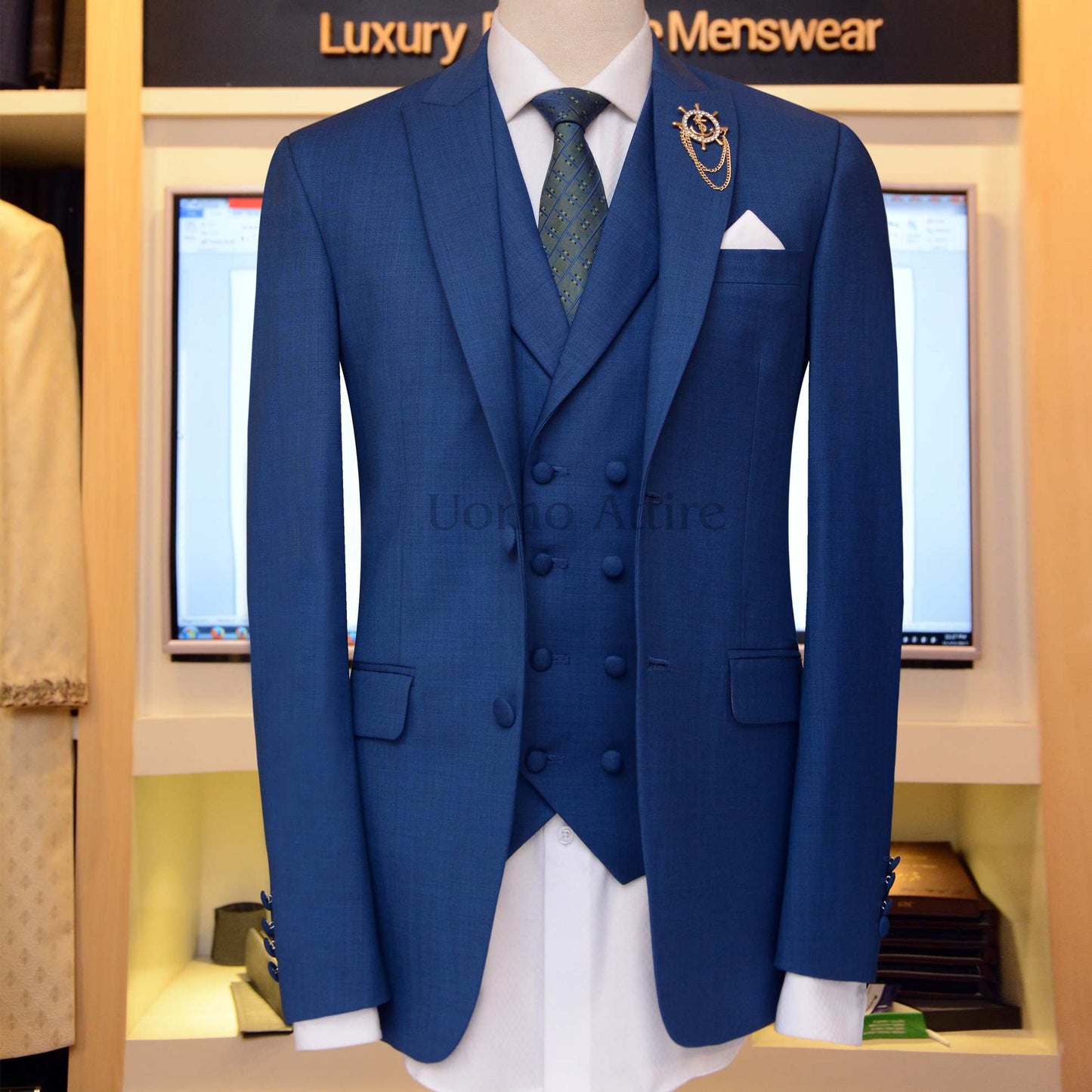 Blue Colour Imported Fabric Mens Tuxedo Suits.