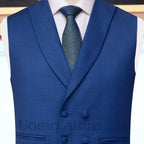 mens zinc blue 3 piece suit, mens blue 3 piece suit , mens blue suit with double breasted shawl lapel vest